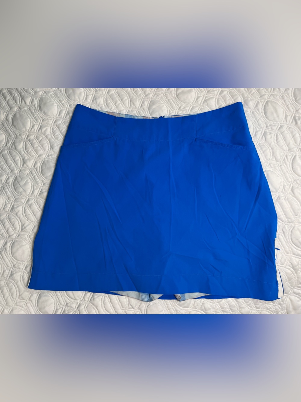 Nike Golf Blue Skort Womens 4 Plaid Shorts Tennis‎ Golf Athletic Skirt Zip Hem